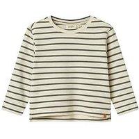 Lil Atelier Mini Boys Striped Long Sleeve T-Shirt - Grey