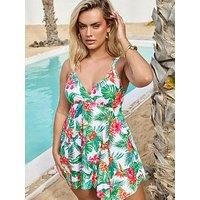 Yours Curve Floral Hanky Hem Swimdress