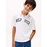 Tommy Hilfiger Boys Archive Th Mixed Graphic Short Sleeve Polo Shirt - White