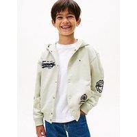 Tommy Hilfiger Boys Varsity Graphic Button Hoodie - Light Khaki