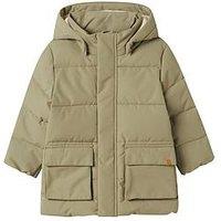 Lil Atelier Mini Boys Long Padded Coat - Green