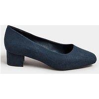 Yours Extra Wide Fit Square Toe Court Shoe - Blue