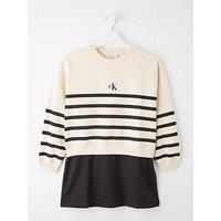 Calvin Klein Jeans Girls Ck Long Sleeve Relaxed Terry Dress - Multi