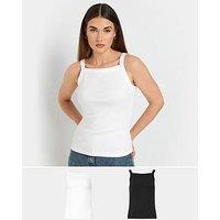 Long Tall Sally Tall 2 Pack High Neck Rib Vest Top - Multi