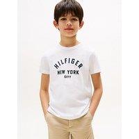 Tommy Hilfiger Boys Curved Graphic Short Sleeve T-Shirt - White