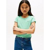 Tommy Hilfiger Girls Essential Rib Short Sleeve Top - Green