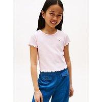 Tommy Hilfiger Girls Essential Rib Short Sleeve Top - Light Pink