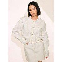 Pixiegirl Petite Collarless Jacket - Natural