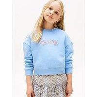 Tommy Hilfiger Girls Script Sequin Sweatshirt - Blue