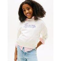 Tommy Hilfiger Girls Script Sequin Sweatshirt - Cream