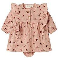 Lil Atelier Baby Girls Cherry Embroidered Bodysuit Dress - Misty Rose