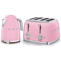 Smeg Eejb167 50S Retro Style Kettle And 4-Slice Toaster - Pastel Pink