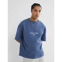 River Island Ame Nuit Boxy Fit T-Shirt - Blue