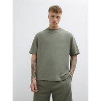 River Island Textured Crinkle T-Shirt - Khaki