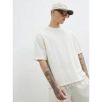 River Island Textured Crinkle T-Shirt - Cream