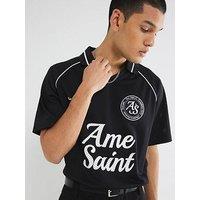 River Island Mesh Football Polo Shirt - Black