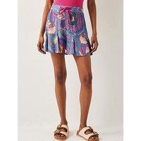 Monsoon Monika High-Waisted Floral Print Shorts - Blue