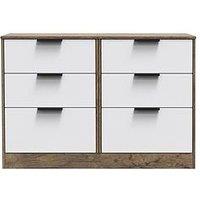 Swift Nevada Ready Assembled 6 Drawer Chest - White/Oak