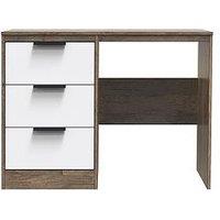 Swift Nevada Ready Assembled 3 Drawer Desk/Dressing Table - White/Oak