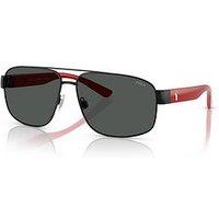 Polo Ralph Lauren 0Ph3156 Pilot Sunglasses- Black/Red