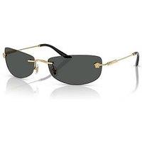 Versace 0Ve2279 Rectangle Sunglasses- Black/Gold