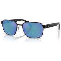 Ray-Ban Rb3751 Chromance Square Sunglasses- Black/Blue