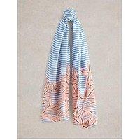 White Stuff Suki Linear Leaf Print Scarf - Blue
