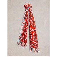 White Stuff Squiggle Printed Scarf - Red
