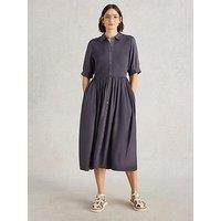 White Stuff Valeria Shirred Dress - Purple