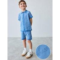 Ted Baker Boys 2 Piece Textured Shirt And Shorts Set - Blue