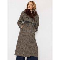 River Island Wool Trench Coat - Brown
