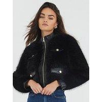 River Island Plush Trophy Jacket - Black