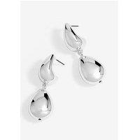 Mood Silver Polished Dome Orb Hoop Earrings