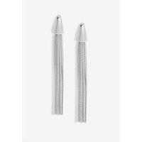 Mood Silver Polished Dome Statement Chain Earrings