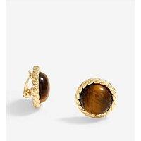 Jon Richard Gold Plated Tigers Eye Clip Earrings