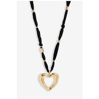 Mood Gold Hammered Heart Long Pendant Necklace