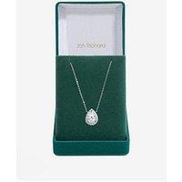 Jon Richard Rhodium Plated Cubic Zirconia Crystal Peardrop Pendant - Gift Boxed