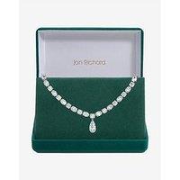 Jon Richard Rhodium Plated Cubic Zirconia Mixed Stone Peardrop Allway Necklace - Gift Boxed