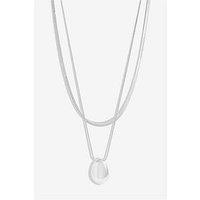 Inicio Silver Plated Molten Double Row Pendant - Gift Pouch