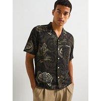 Allsaints All Saints Sidewinder Short Sleeve Hawaiian Shirt - Kelp Green