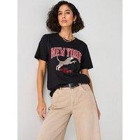 V By Very New York Graphic T-Shirt - Black