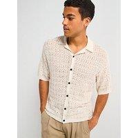 Allsaints All Saints Loire Short Sleeve Textured Knit Shirt- White