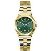 Guess Gold Tone Case, Sunray Green Dial With Gold Tone Bracelet