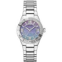 Guess Stainless Steel Case With Crystals, Ombre Blue Glitz Dial With Stainless Steel Bracelet