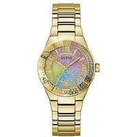 Guess Gold Tone Case With Crystals, Ombre Crystal Dial And Gold Tone Bracelet