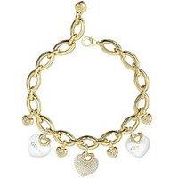 Guess Gold Tone Hearts Enamel & Pave Bracelet