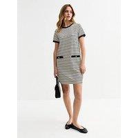 New Look White Stripe Print T-Shirt Mini Dress