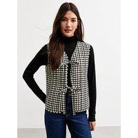 New Look Black Sleeveless Gingham Print Padded Jacket