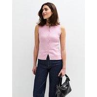 New Look Pink Rib Knitted Button Up Vest