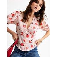 New Look Pink Gingham Floral Print Milkmaid Top